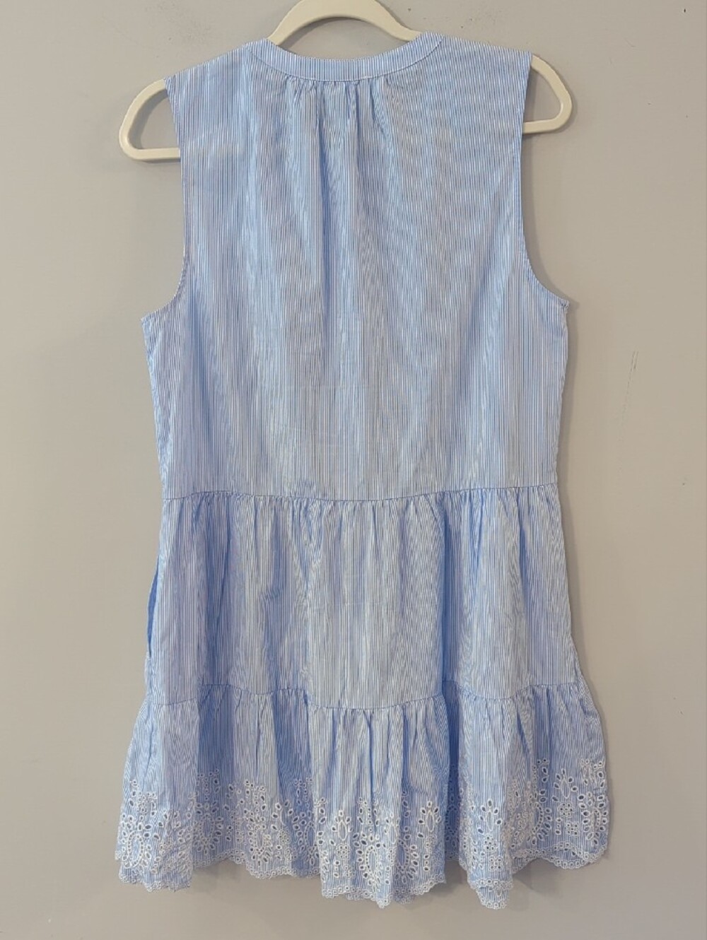 Calypso St. Barth Light Blue Sleeveless Eyelet Tiered Mini Dress Blue size M - Picture 8 of 10
